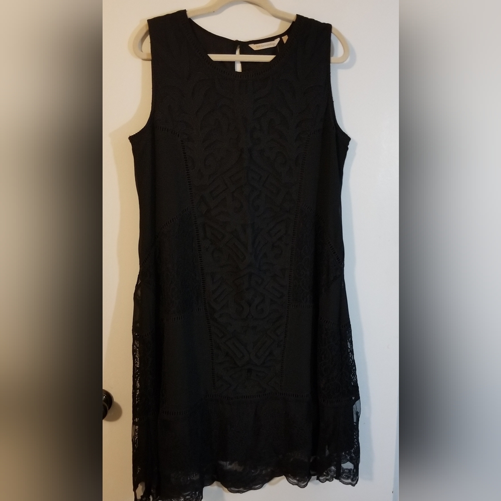 Soft Surroundings Black Lace Sleeveless Slip-on Lacey Embroidered Midi Dress
